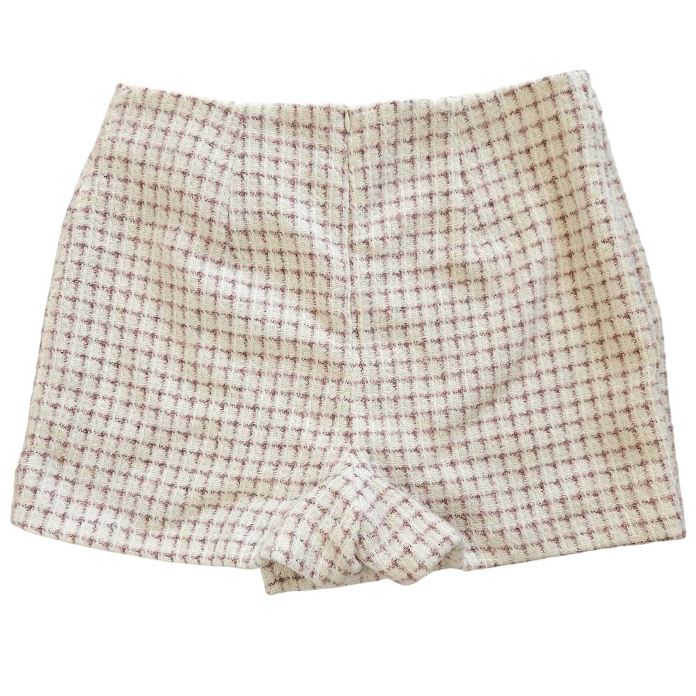 House Of Harlow Pink &‎ White Plaid Tweed Woven Mini Skort Size M - Picture 6 of 8